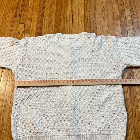 Vintage Winona Knits Sweater Women Medium Chunky Beige Crew Neck USA Made Floral - Picture 5 of 8